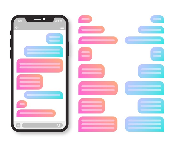 Vector gratuito colección de burbujas de texto de teléfono gradiente