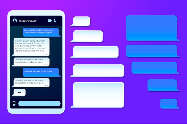 Vector gratuito colección de burbujas de texto de teléfono gradiente
