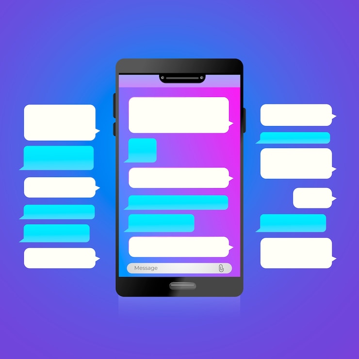 Vector gratuito colección de burbujas de texto de teléfono realista