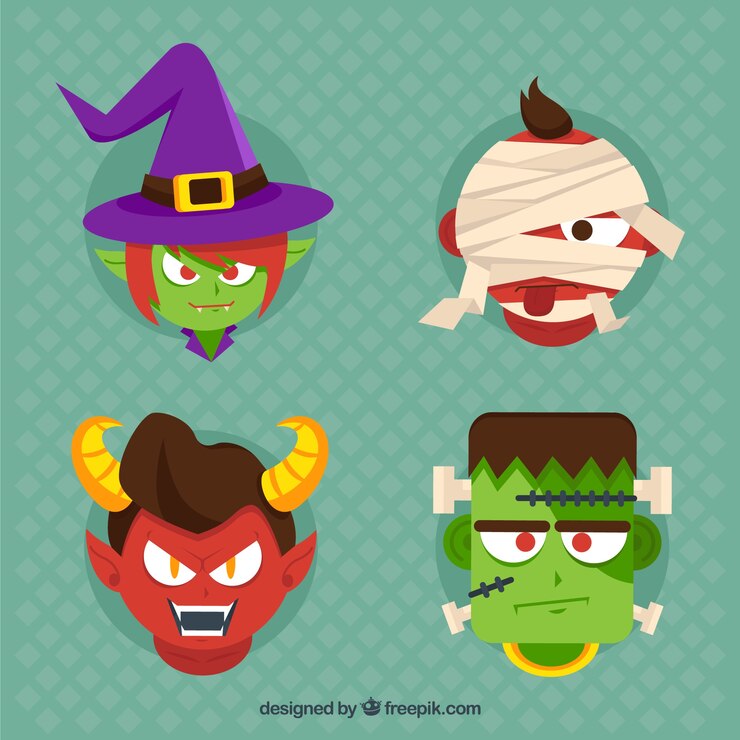 Vector gratuito colección de cabezas de monstruos