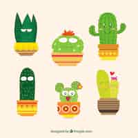 Vector gratuito colección de cactus divertido