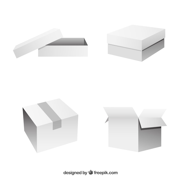 Colección de cajas blancas para envío 