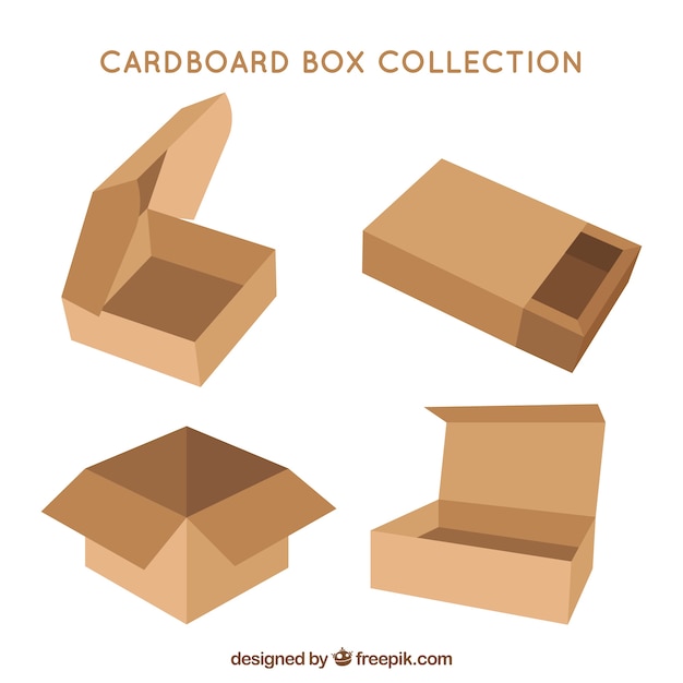Colección de cajas de cartón para envío en estilo plano