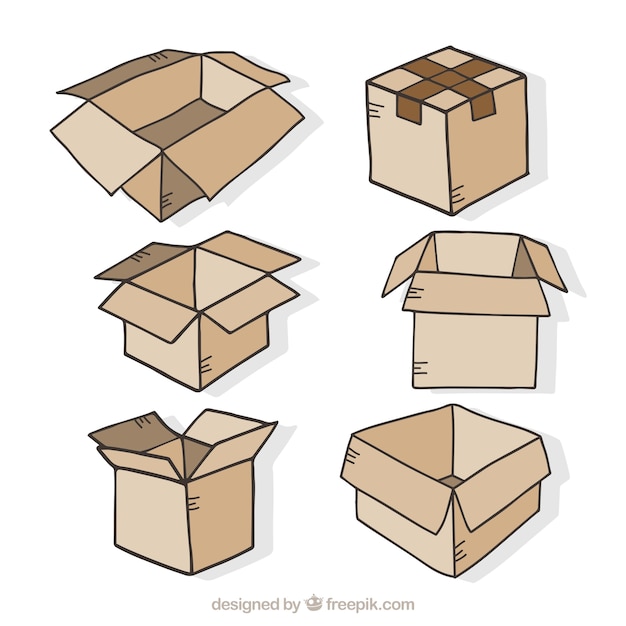 Vector gratuito colección de cajas de cartón para envío