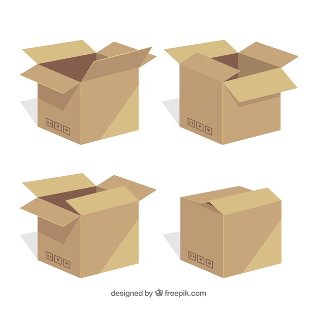 Vector gratuito colección de cajas de cartón para envío