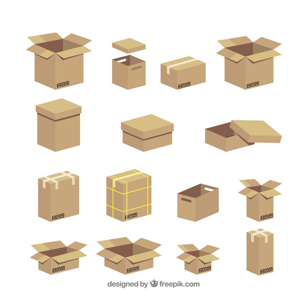 Colección de cajas de cartón para envío