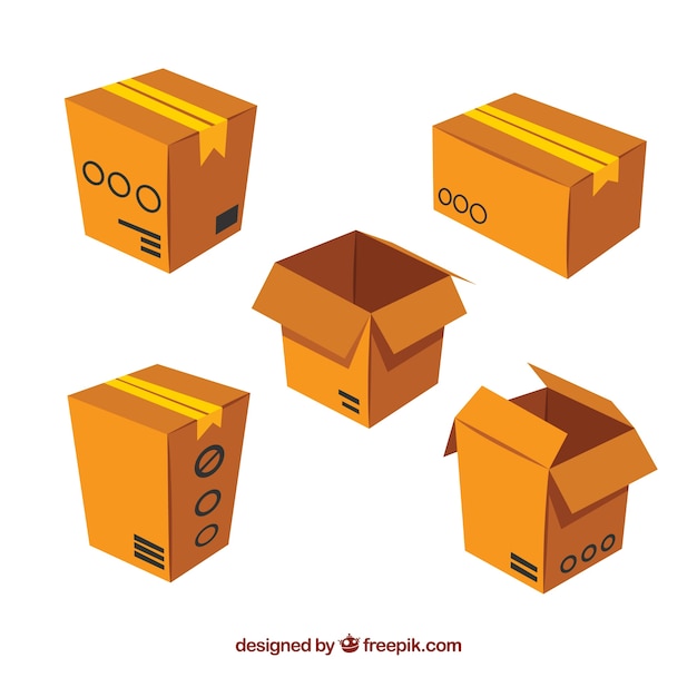 Vector gratuito colección de cajas de cartón para envío