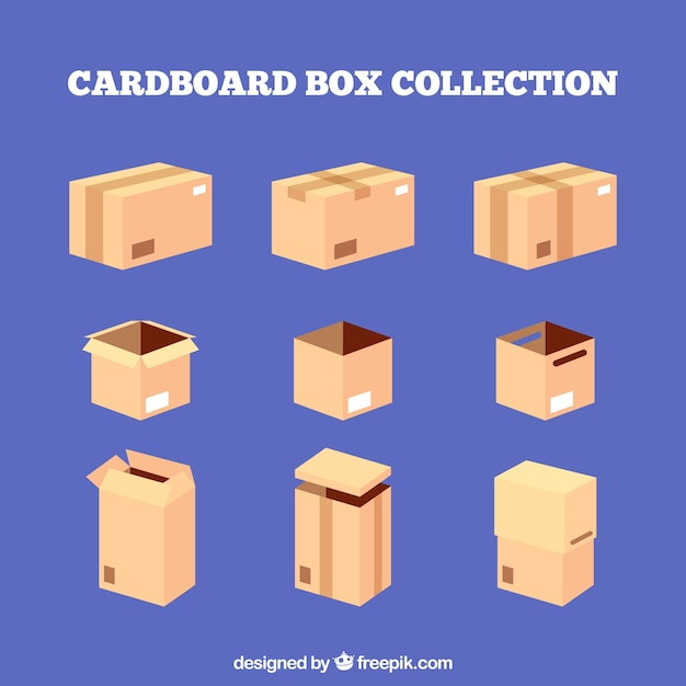 Vector gratuito colección de cajas de cartón para envío
