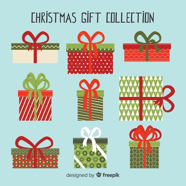 Colección de cajas de regalos de navidad con motivos geométricos