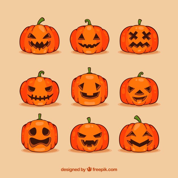 Colección de calabaza de halloween dibujado a mano