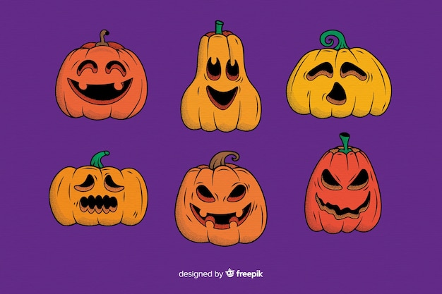 Colección de calabaza de halloween dibujado a mano