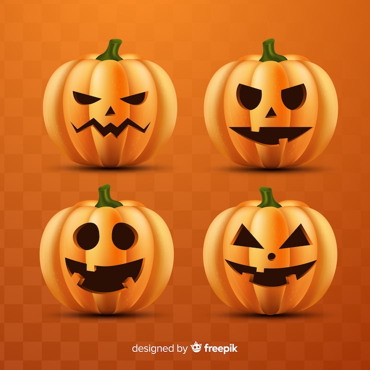 Vector gratuito colección de calabaza de halloween realista
