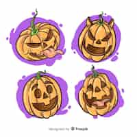 Vector gratuito colección de calabazas de halloween dibujadas a mano