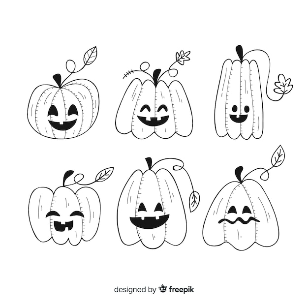 Vector gratuito colección de calabazas de halloween dibujadas a mano