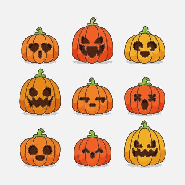 Colección de calabazas de halloween dibujadas a mano