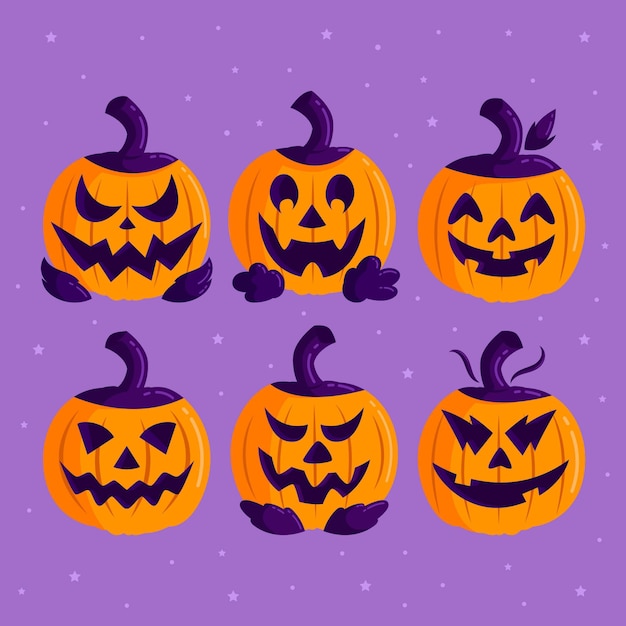 Vector gratuito colección de calabazas de halloween dibujadas a mano