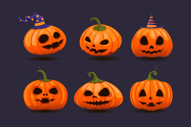 Colección de calabazas de halloween dibujadas a mano