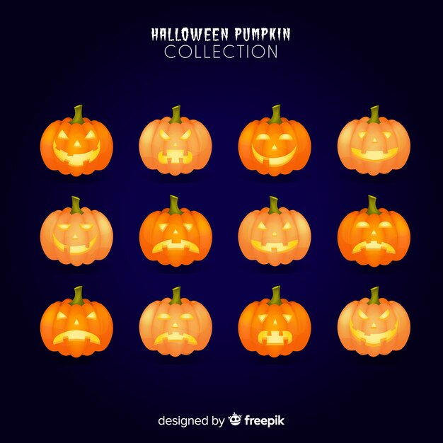 Colección de calabazas de halloween con diseño plano