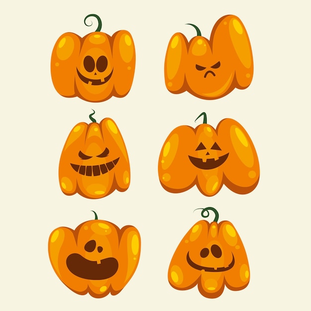 Colección de calabazas de halloween de diseño plano