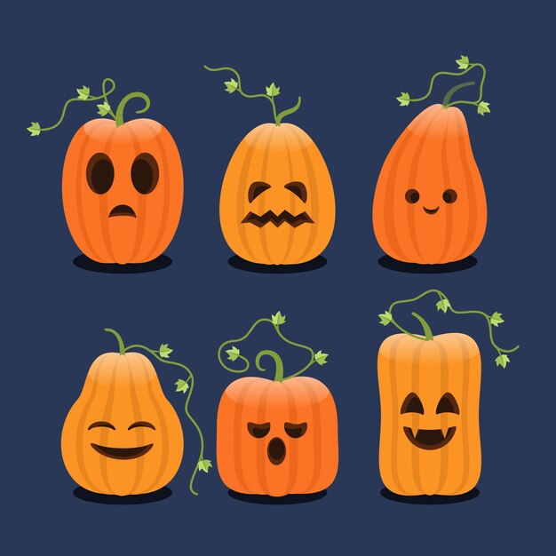 Colección de calabazas de halloween de diseño plano