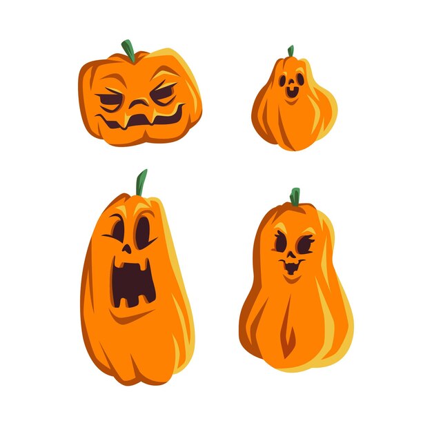 Colección de calabazas de halloween de diseño plano