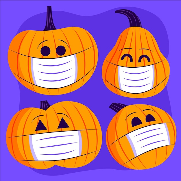 Vector gratuito colección de calabazas de halloween planas dibujadas a mano