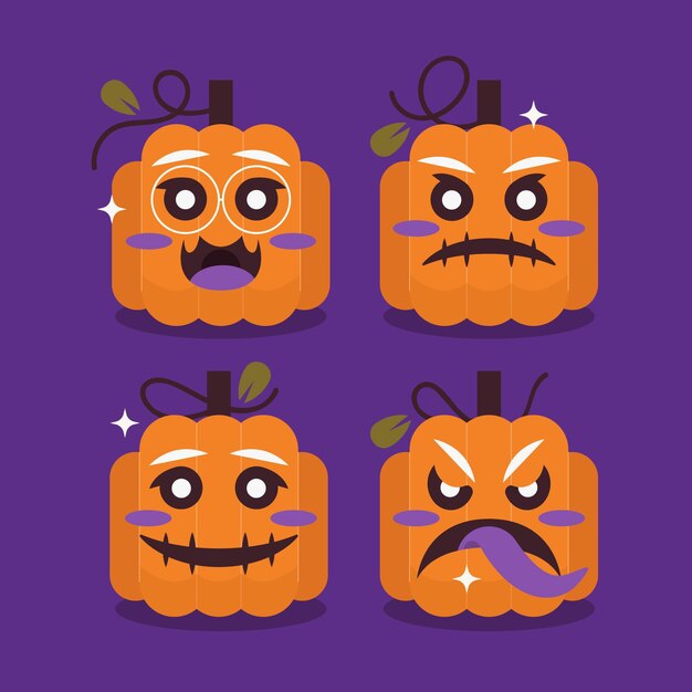 Vector gratuito colección de calabazas de halloween planas