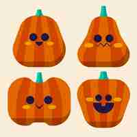 Vector gratuito colección de calabazas de halloween planas