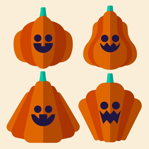 Colección de calabazas de halloween planas