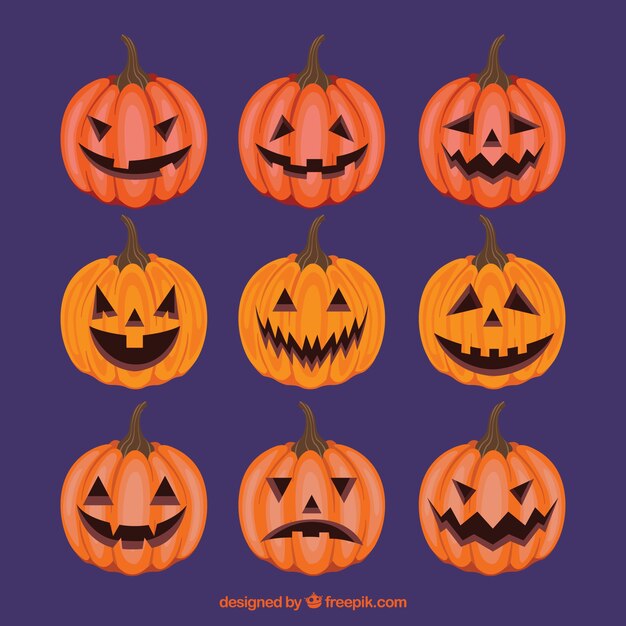 Colección de calabazas de halloween