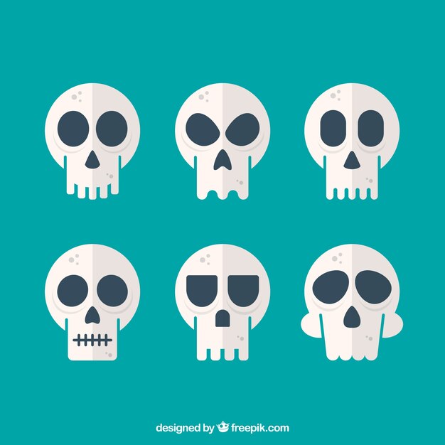 Colección de calaveras en diseño plano  