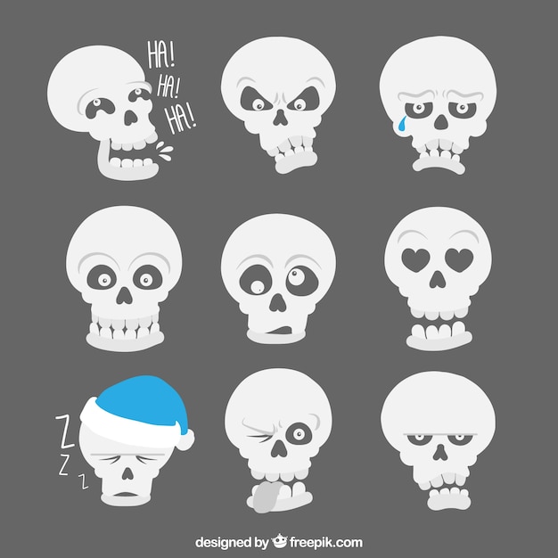 Vector gratuito colección de calaveras divertidas