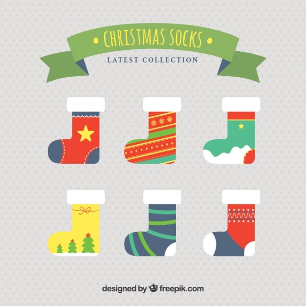 Vector gratuito colección de calcetines de navidad de colores