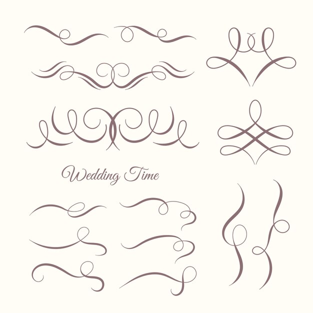 Colección caligráfica de adornos de boda