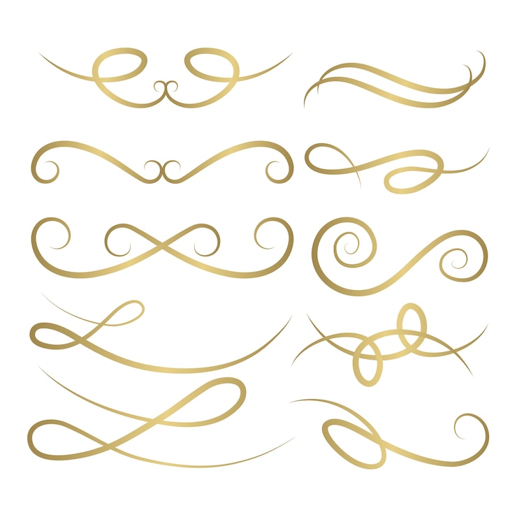 Vector gratuito colección caligráfica de adornos de boda