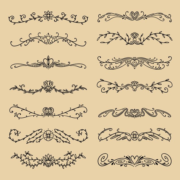 Colección caligráfica de adornos de boda