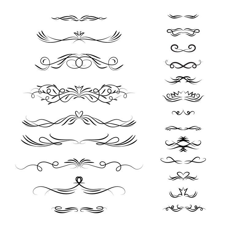Vector gratuito colección caligráfica de adornos de boda