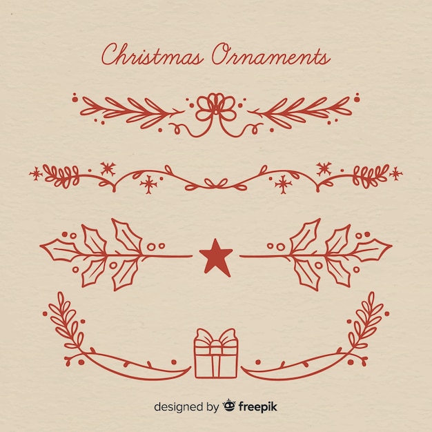 Vector gratuito colección caligráfica de elementos decorativos navideños con flores