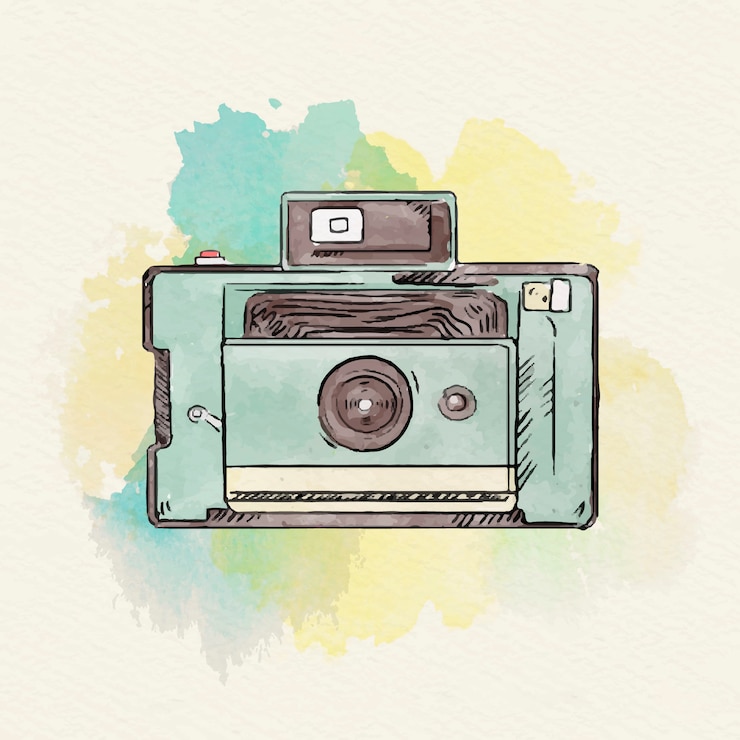 Vector gratuito colección de cámaras con acuarela