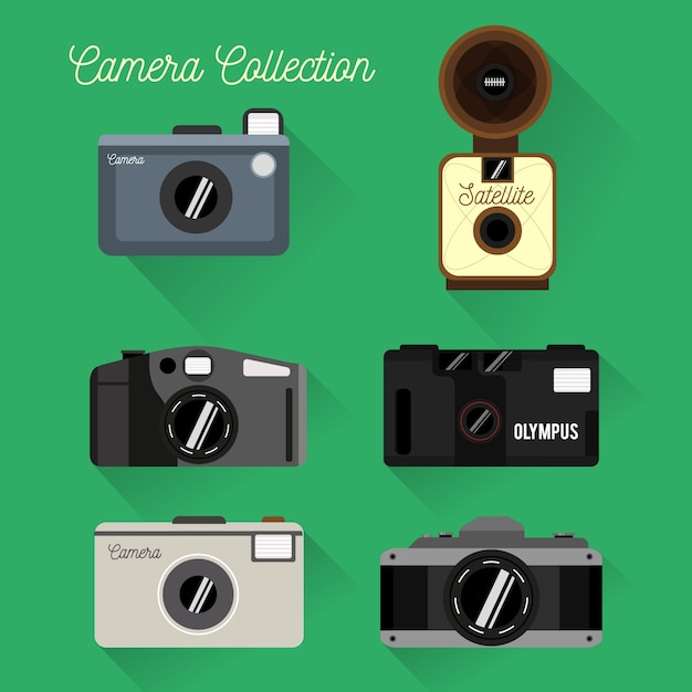 Colección de cámaras con diseño plano