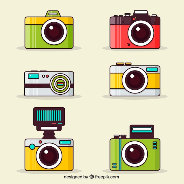 Vector gratuito colección de cámaras de fotos