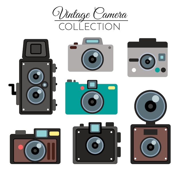 Vector gratuito colección de cámaras profesionales vintage