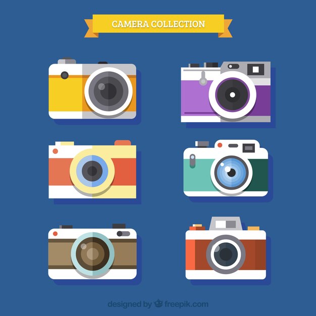 Colección cámaras vintage diseño plano