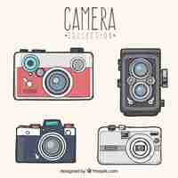 Vector gratuito colección de cámaras vintage