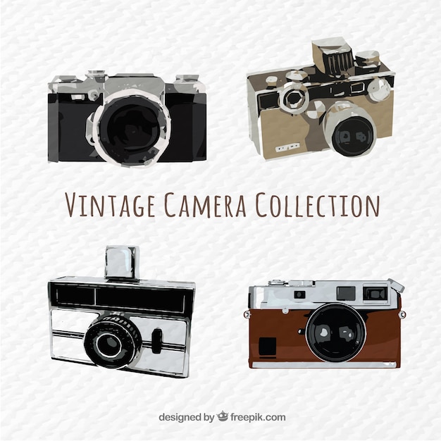 Vector gratuito colección de cámaras vintage