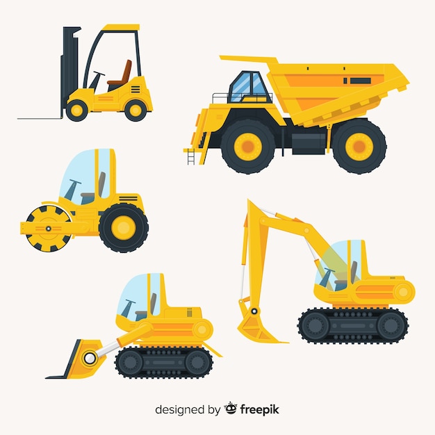 Colección camiones de construcción planos