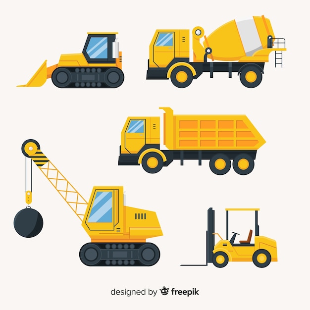 Colección camiones de construcción planos
