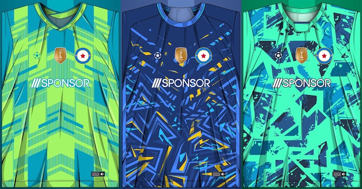 Vector gratuito colección de camisetas deportivas camiseta de fútbol para sublimación