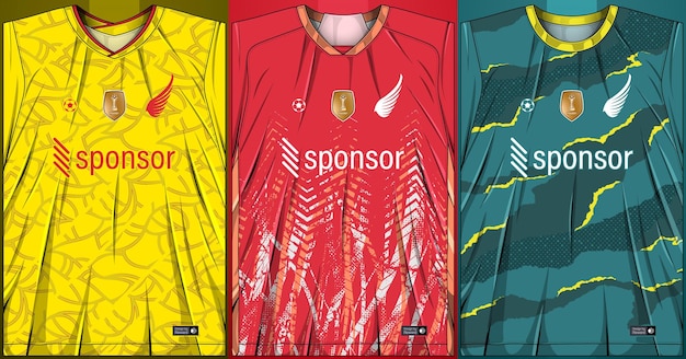 Vector gratuito colección de camisetas deportivas - kit de fútbol para sublimación