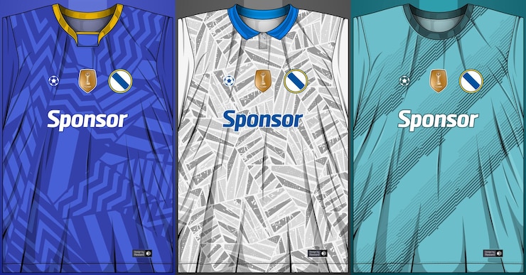 Vector gratuito colección de camisetas deportivas - kit de fútbol para sublimación